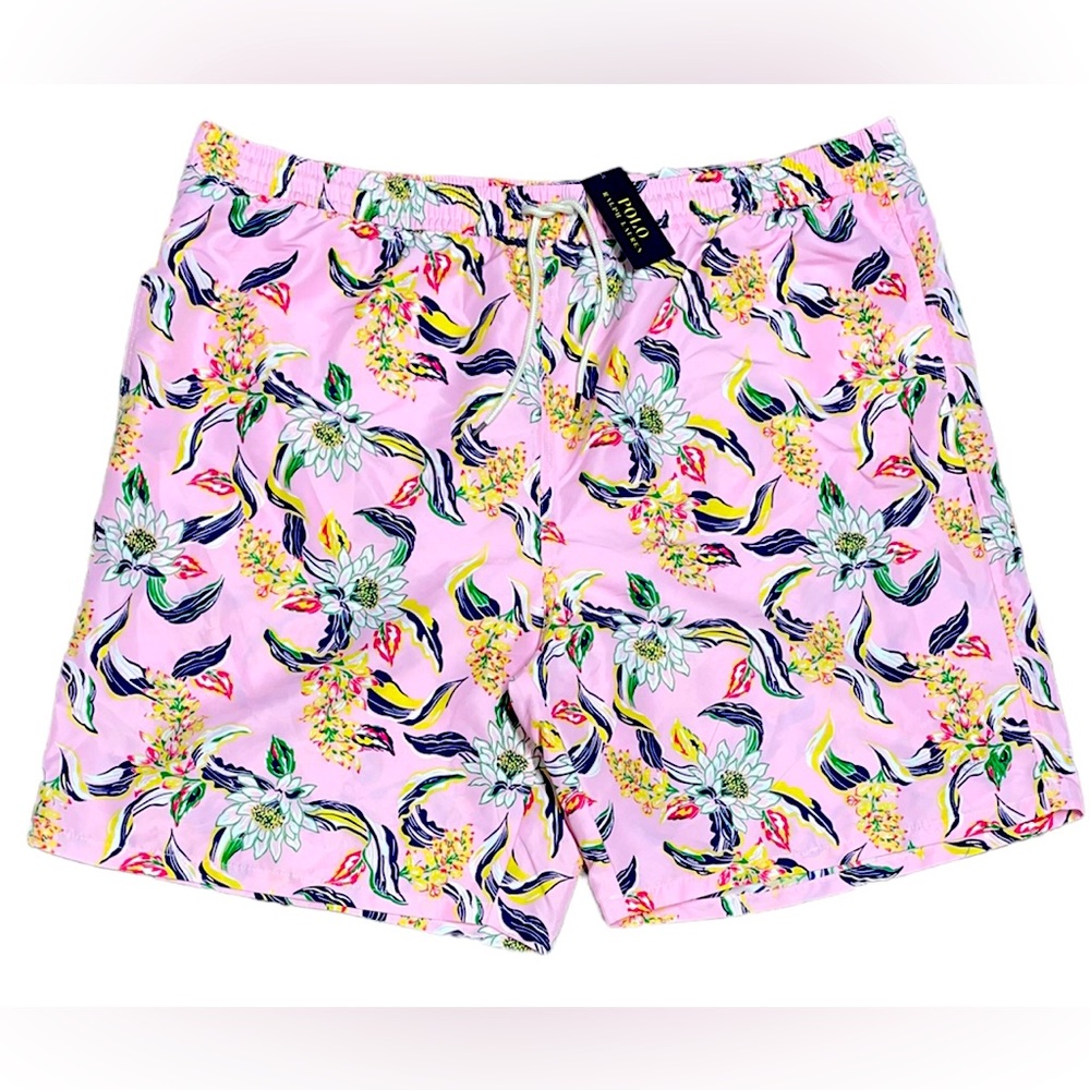 New 4XTall Polo Ralph Lauren Pink Flower Swimtrunks No Tags
